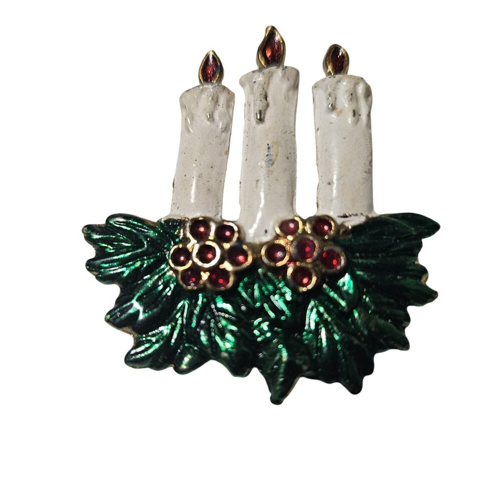 Vintage Christmas Candle Brooch Pin Holiday Party Jewelry Fashion Jewelry Women